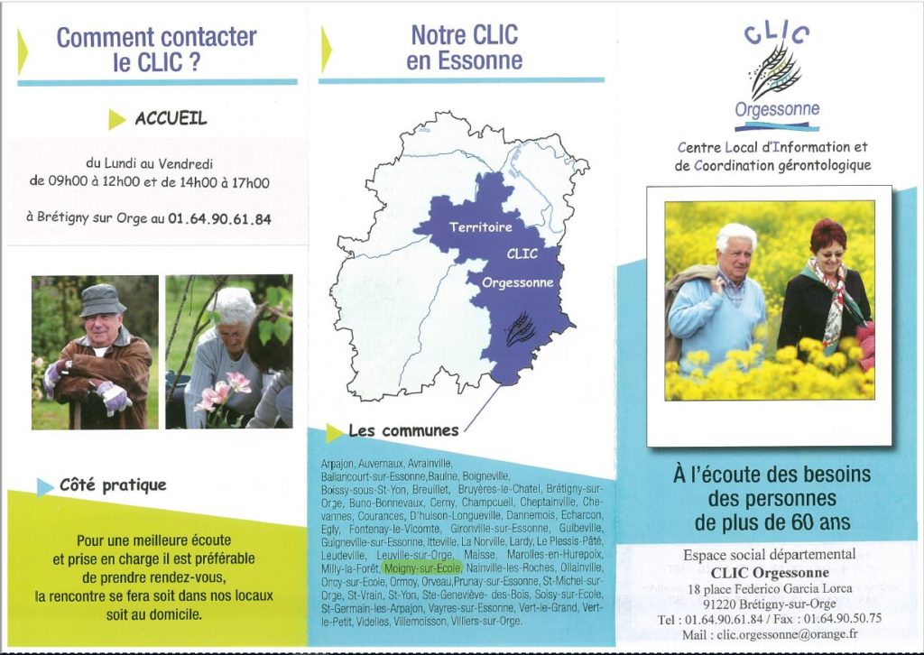 Seniors Aides et informations CLIC Orgessonne Flyer présentation 1